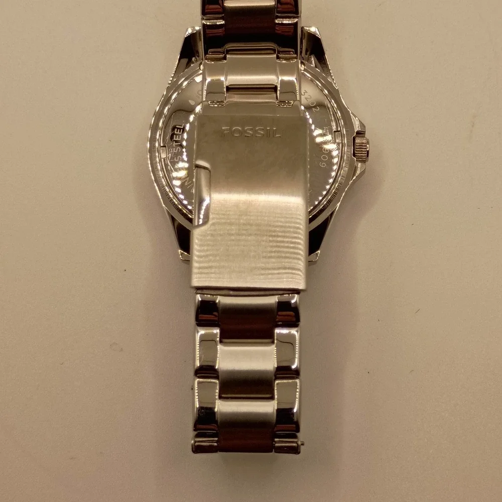 Fossil Riley Multifunction Watch Womens 6.5 Silver Crystal Bezel ES3202 Glitz